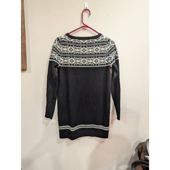 Pretty black Fair Isle style sweater dress w/ white collar knit by George size 8 - Picture 5 of 7